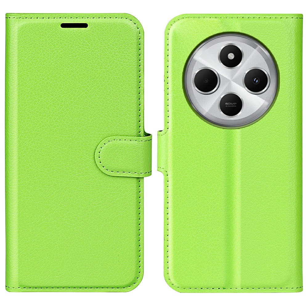  Xiaomi Redmi 14C Fodral Litchi Läder Grön