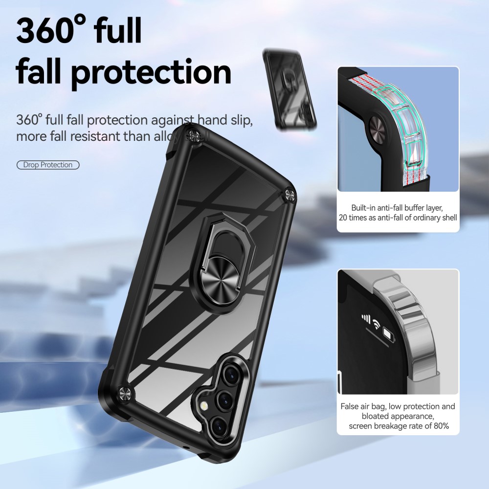  Samsung Galaxy A16 Skal Shockproof Ring Hybrid Svart