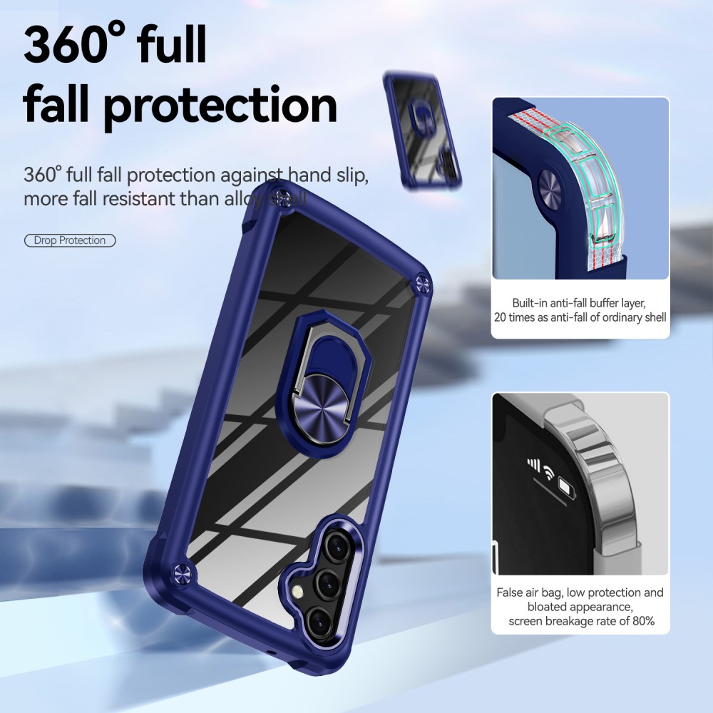  Samsung Galaxy A16 Skal Shockproof Ring Hybrid Blå