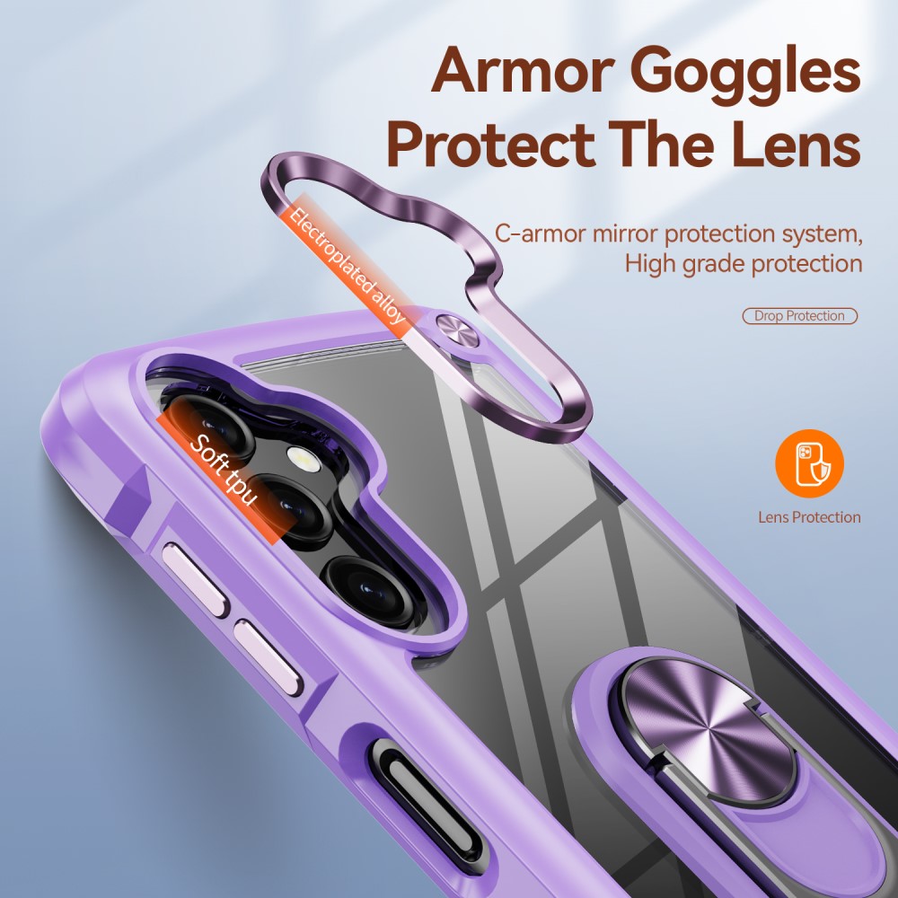  Samsung Galaxy A16 Skal Shockproof Ring Hybrid Lila