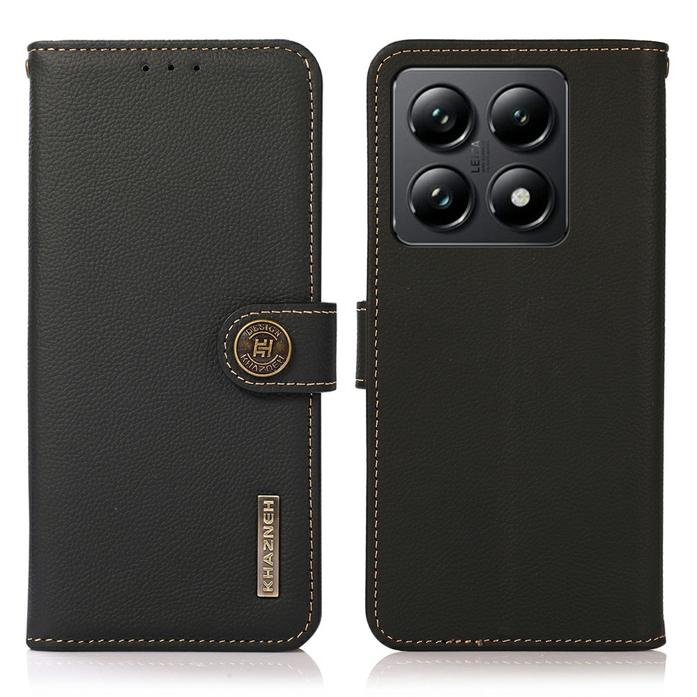 KHAZNEH KHAZNEH Xiaomi 14T Fodral Äkta Läder Svart