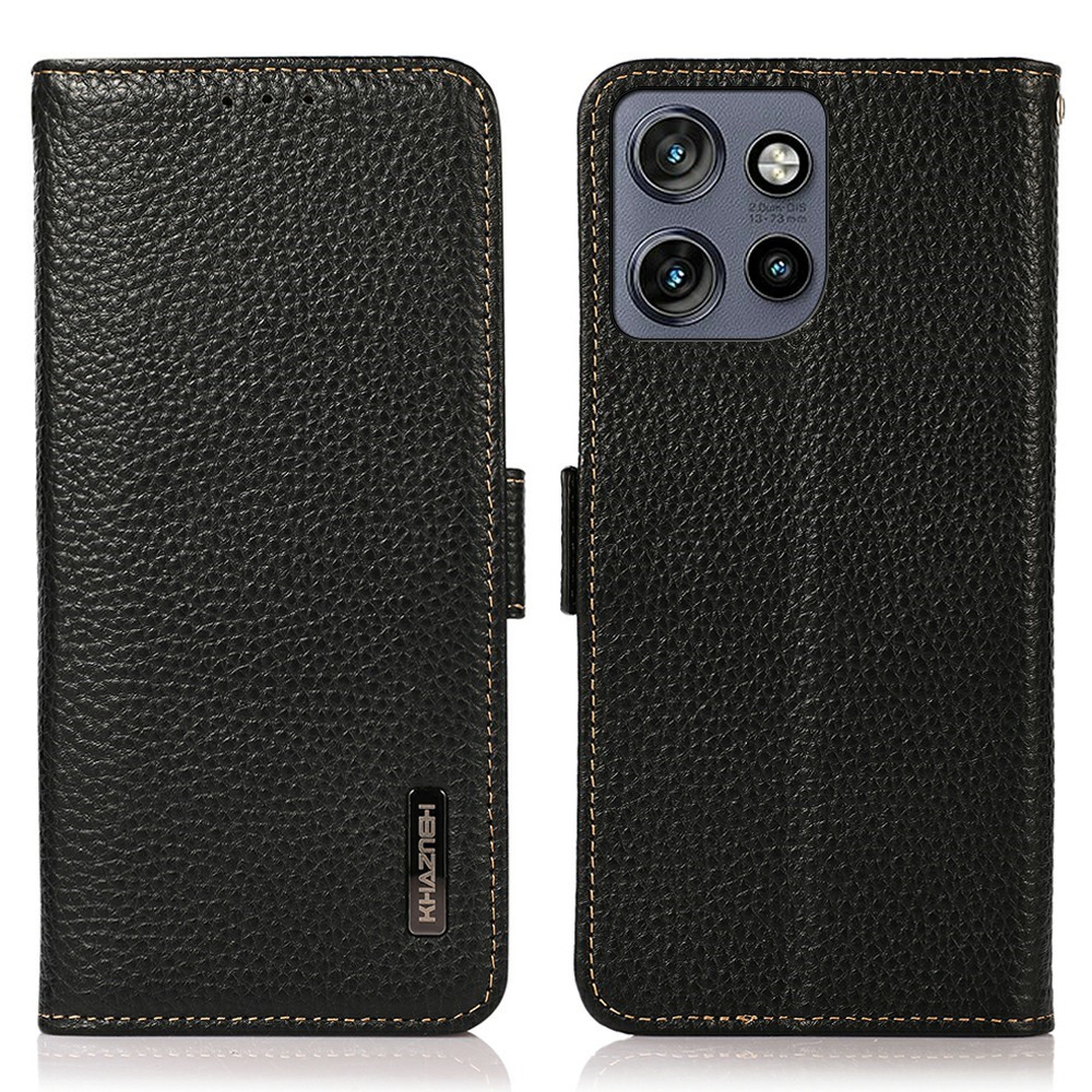 KHAZNEH KHAZNEH Motorola Edge 50 Fodral RFID Äkta Läder Svart