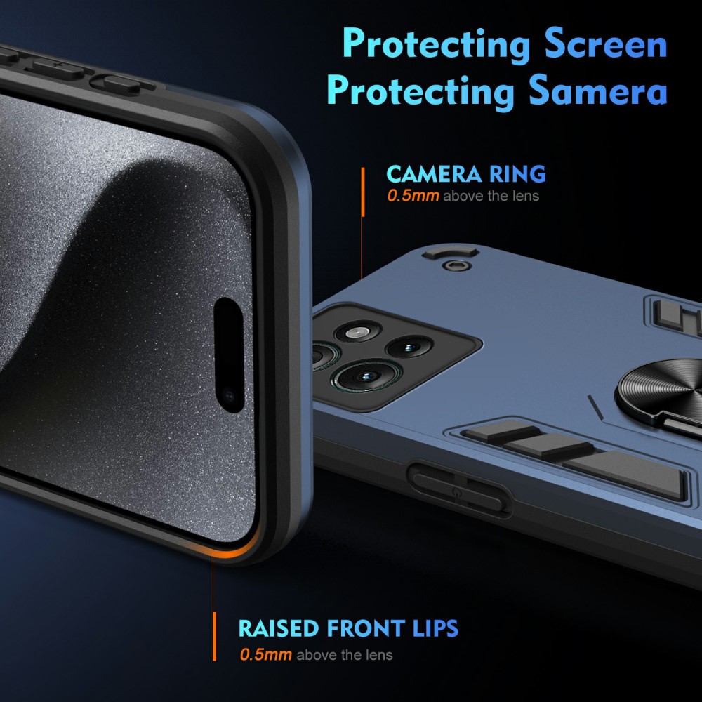  Motorola Edge 50 Skal Hybrid Armor Ring Blå