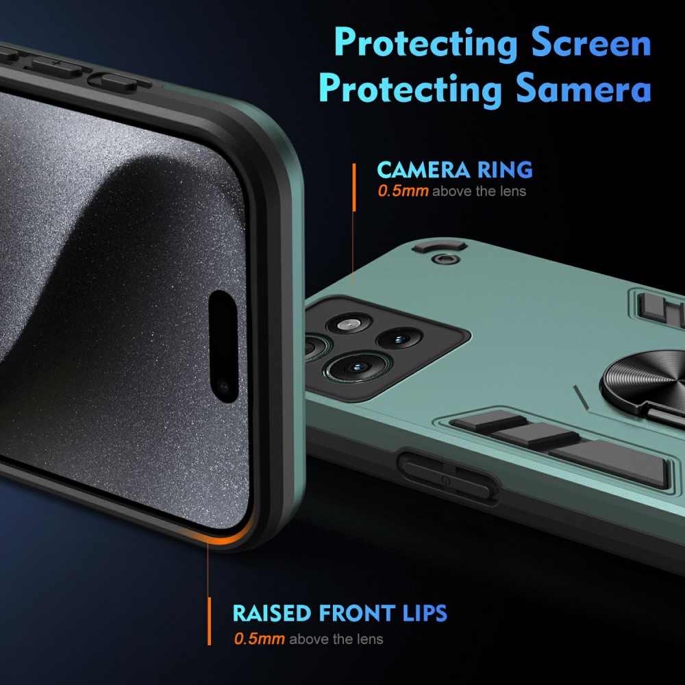  Motorola Edge 50 Skal Hybrid Armor Ring Grön