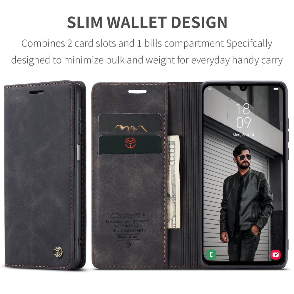 CASEME CASEME Samsung Galaxy A16 Fodral Flip Retro Läder Svart