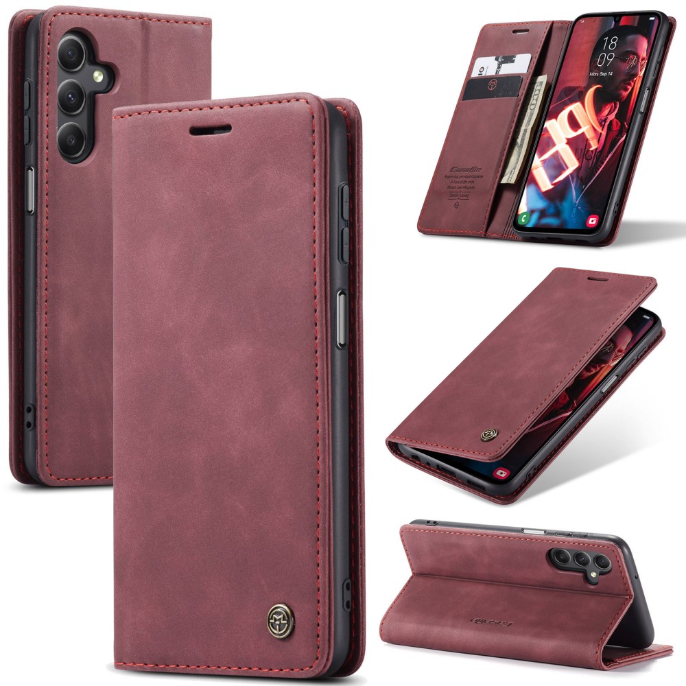 CASEME CASEME Samsung Galaxy A16 Fodral Flip Retro Läder Röd