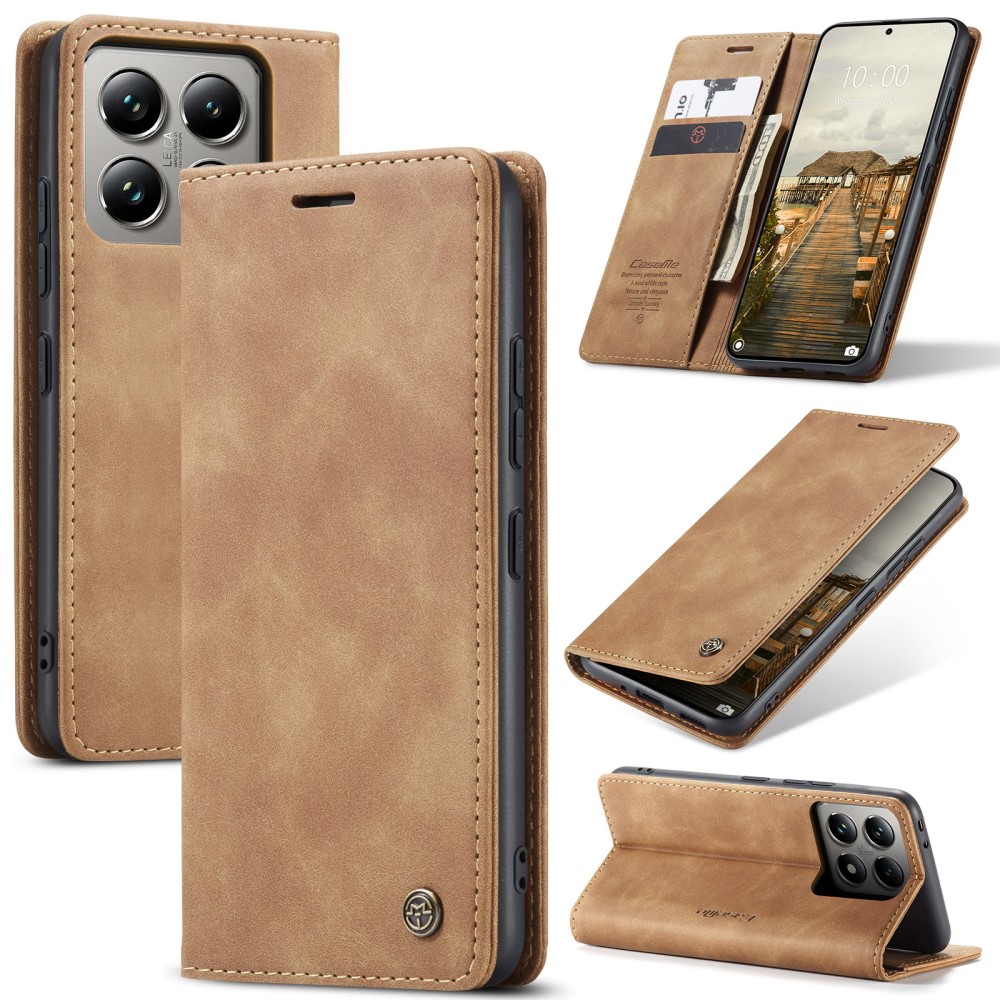 CASEME CASEME Xiaomi 14T Pro Fodral Flip Läder Brun