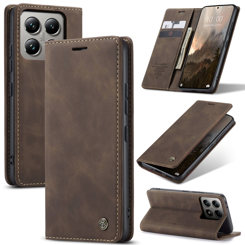 CASEME CASEME Xiaomi 14T Pro Fodral Flip Läder Mörk Brun