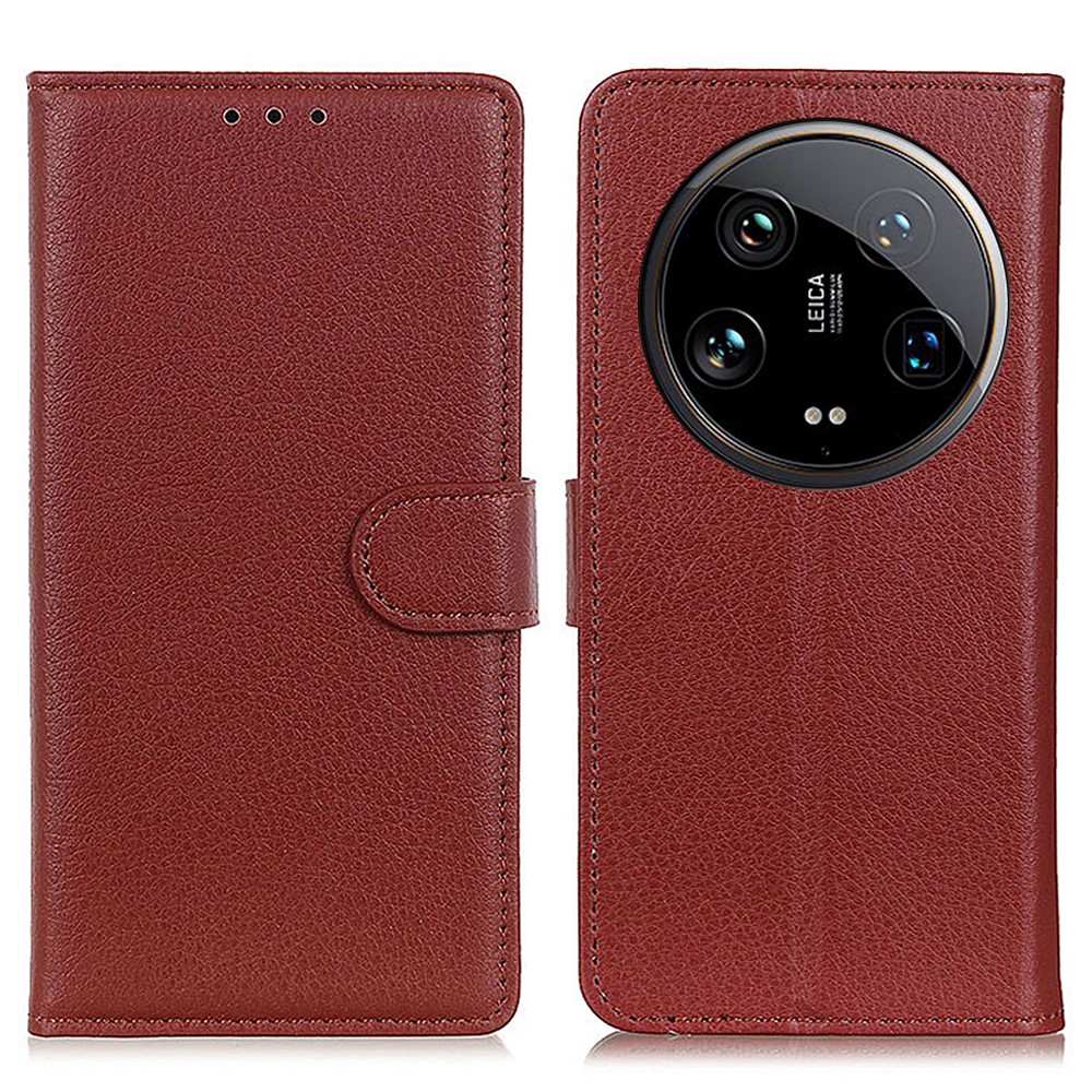  Xiaomi 14 Ultra Fodral Litchi Läder Brun