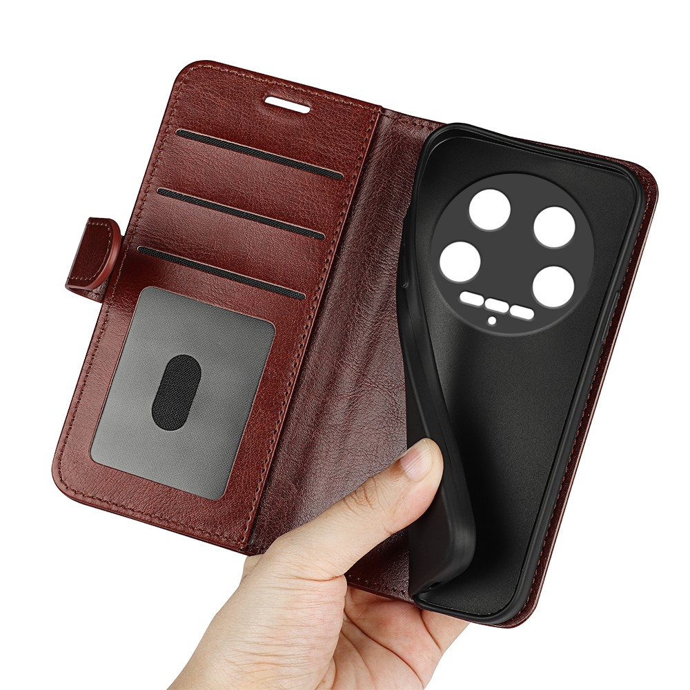  Xiaomi 14 Ultra Fodral Crazy Horse Läder Brun