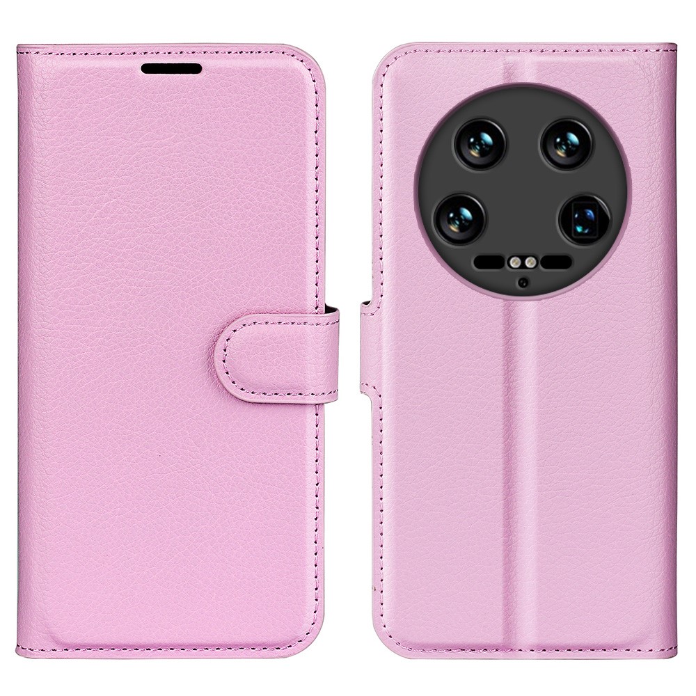 Xiaomi 14 Ultra Fodral Litchi Läder Ljus Rosa