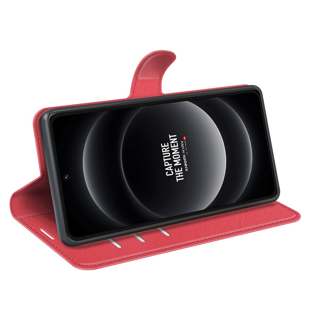  Xiaomi 14 Ultra Fodral Litchi Läder Röd