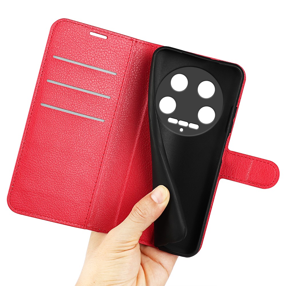  Xiaomi 14 Ultra Fodral Litchi Läder Röd