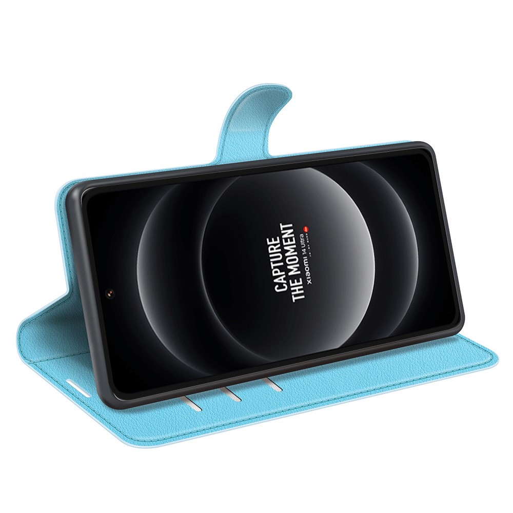  Xiaomi 14 Ultra Fodral Litchi Läder Blå