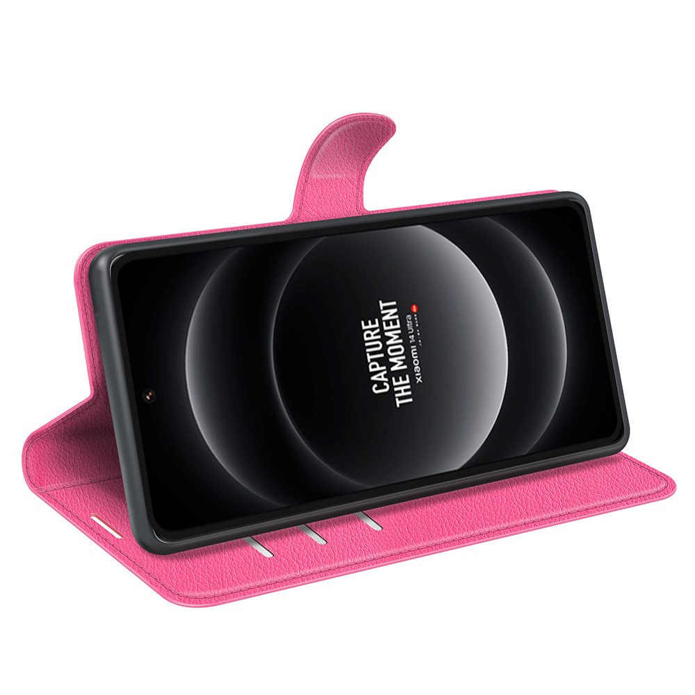  Xiaomi 14 Ultra Fodral Litchi Läder Rosa
