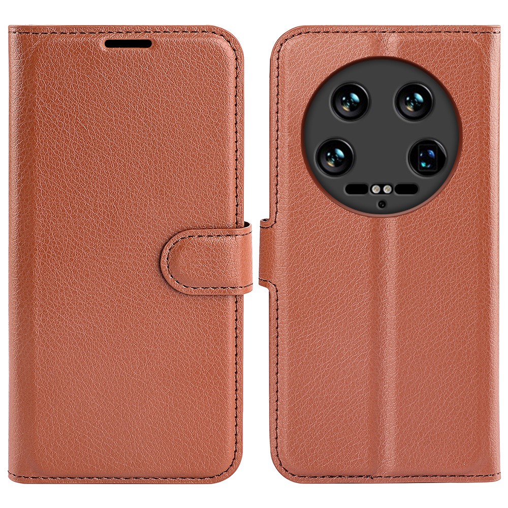  Xiaomi 14 Ultra Fodral Litchi Läder Brun
