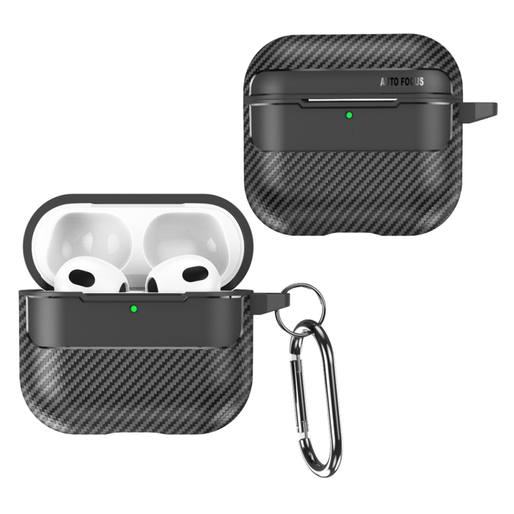  AirPods 4 Skal Med Krok TPU Kolfiber Textur Svart
