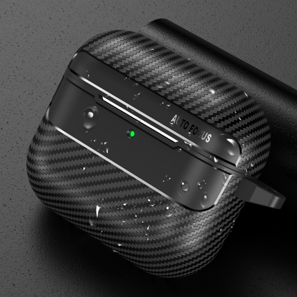  AirPods 4 Skal Med Krok TPU Kolfiber Textur Svart