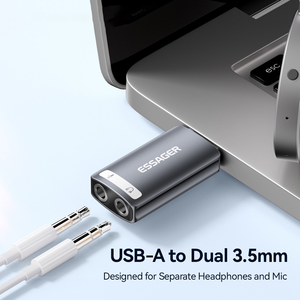 ESSAGER ESSAGER USB-A till 2x AUX 3.5mm Adapter