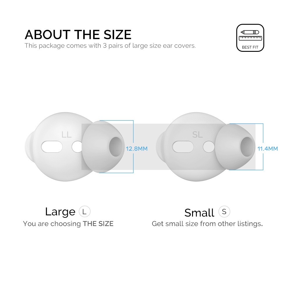 AHASTYLE AHASTYLE AirPods 2/1 3-PACK Öronpluggar Silikon Storlek L Svart