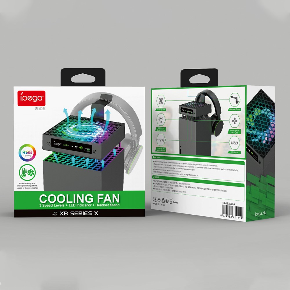 iPega iPega Automatisk Kylfäkt Med Laddare För Xbox X RGB Svart