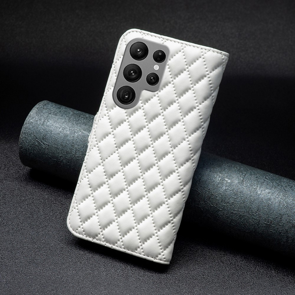  Samsung Galaxy S25 Ultra Fodral Diamond Läder Vit