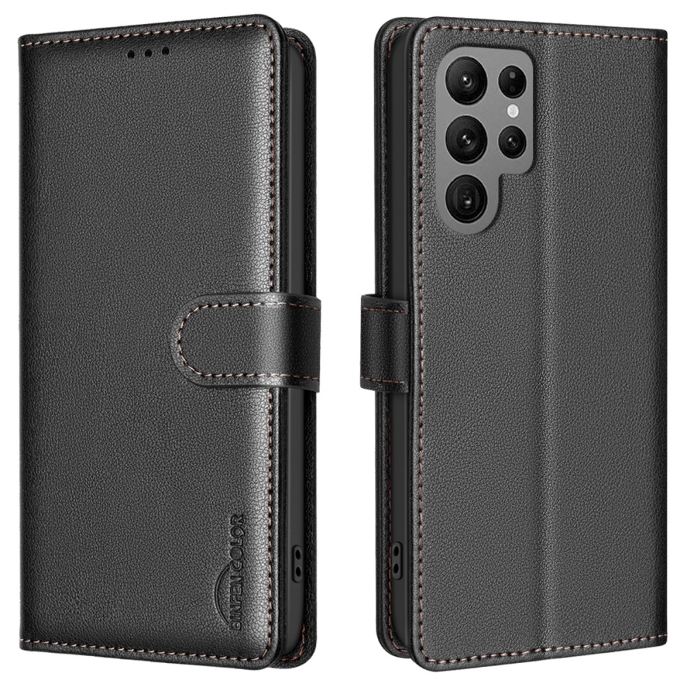  Samsung Galaxy S25 Ultra Fodral Läder RFID Svart