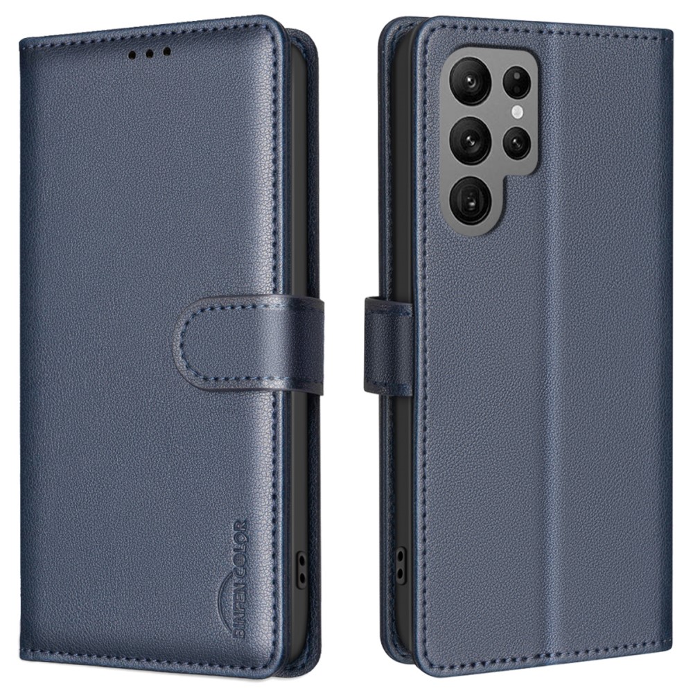  Samsung Galaxy S25 Ultra Fodral Läder RFID Blå