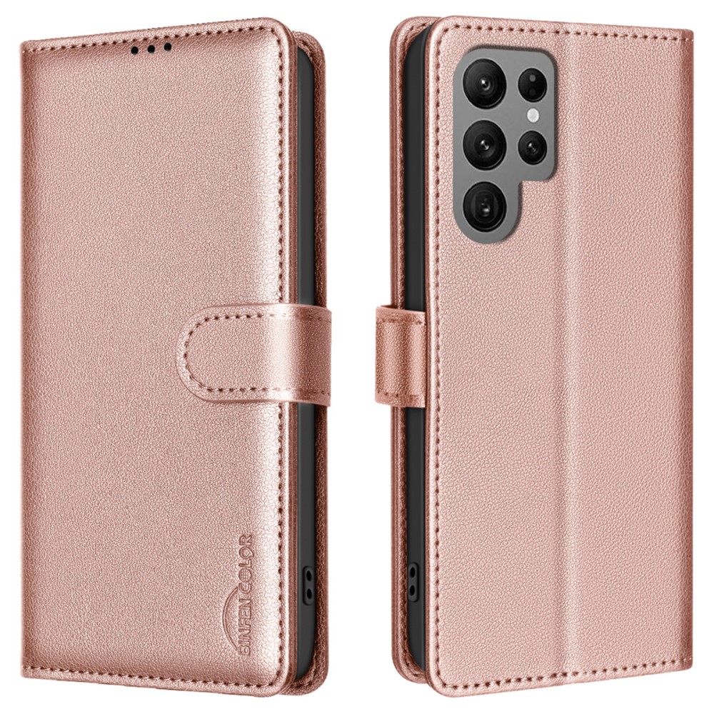  Samsung Galaxy S25 Ultra Fodral Läder RFID Roséguld