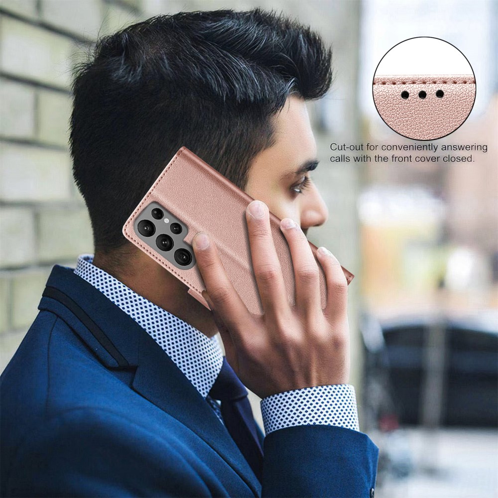  Samsung Galaxy S25 Ultra Fodral Läder RFID Roséguld