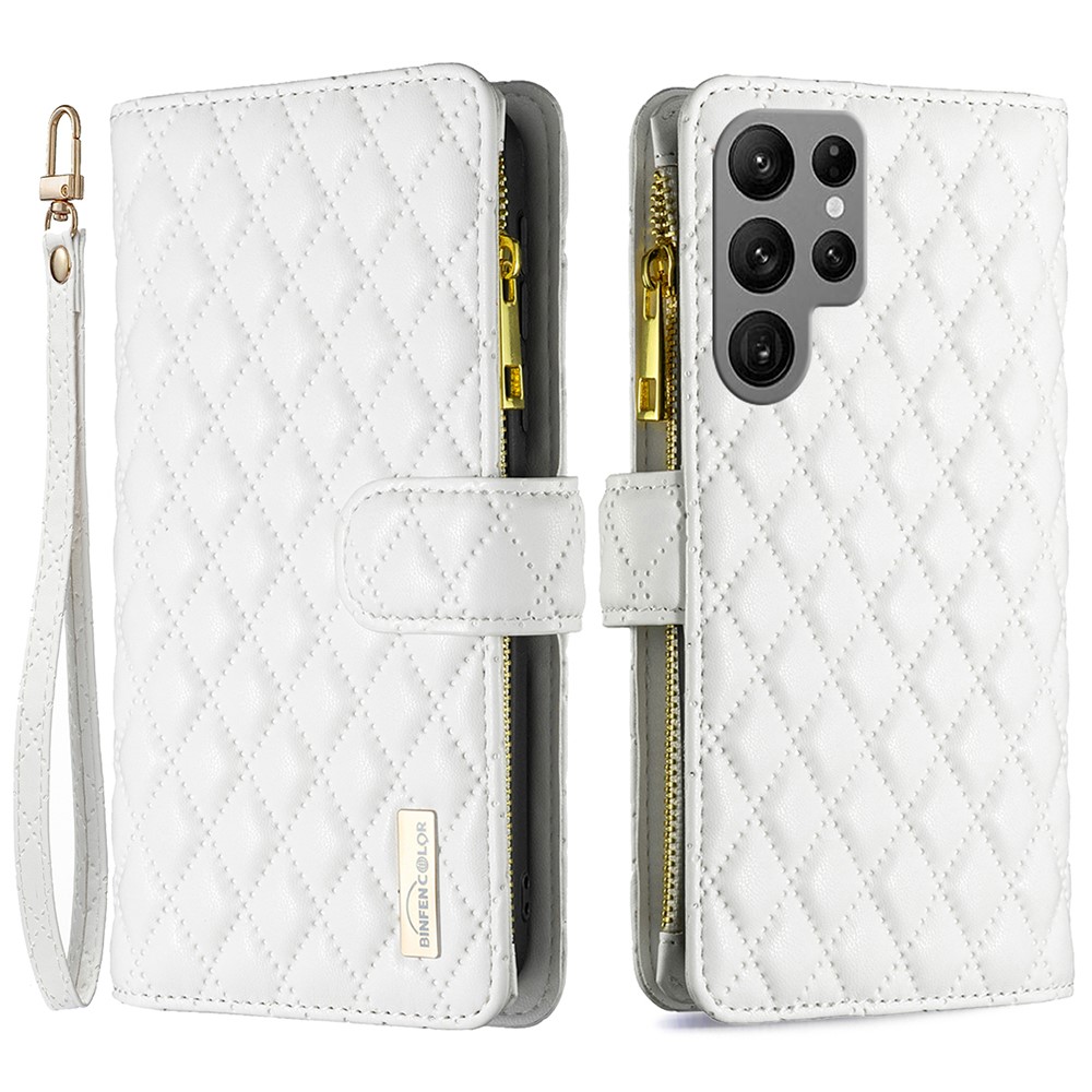 BINFEN BINFEN Galaxy S25 Ultra Fodral Diamond Multifunktionell Vit