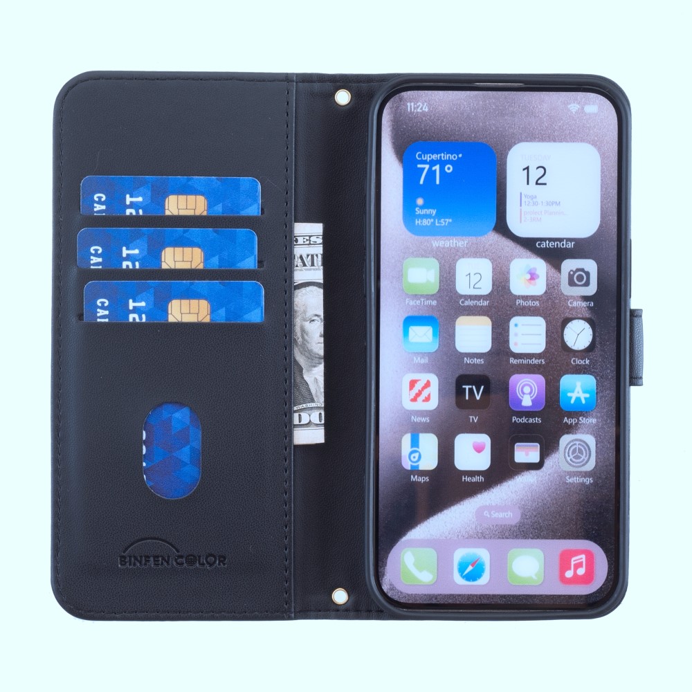 Samsung Galaxy S25 Ultra Fodral Läder Rutor Svart