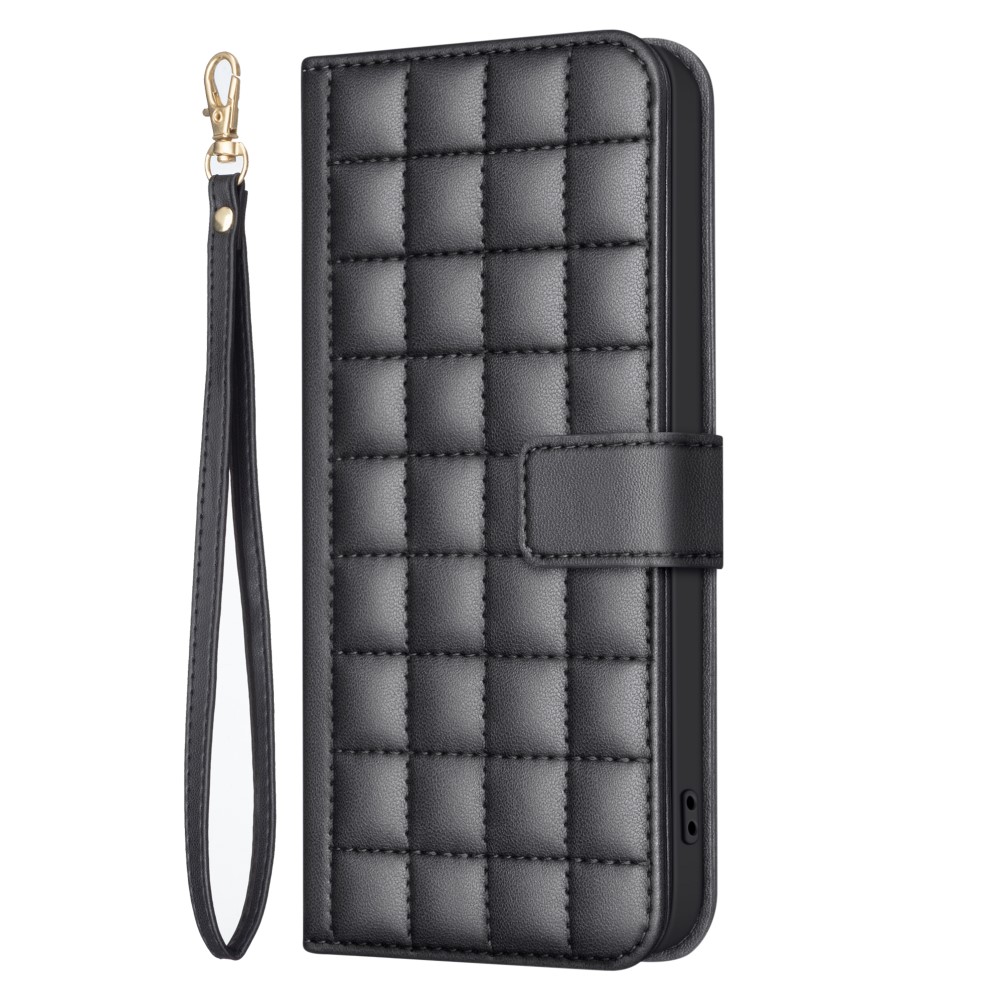  Samsung Galaxy S25 Ultra Fodral Läder Rutor Svart