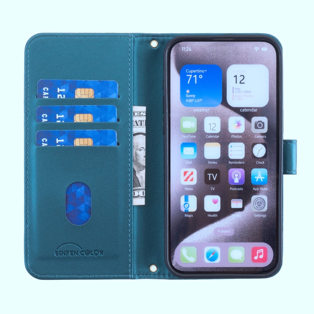  Samsung Galaxy S25 Ultra Fodral Läder Rutor Grön