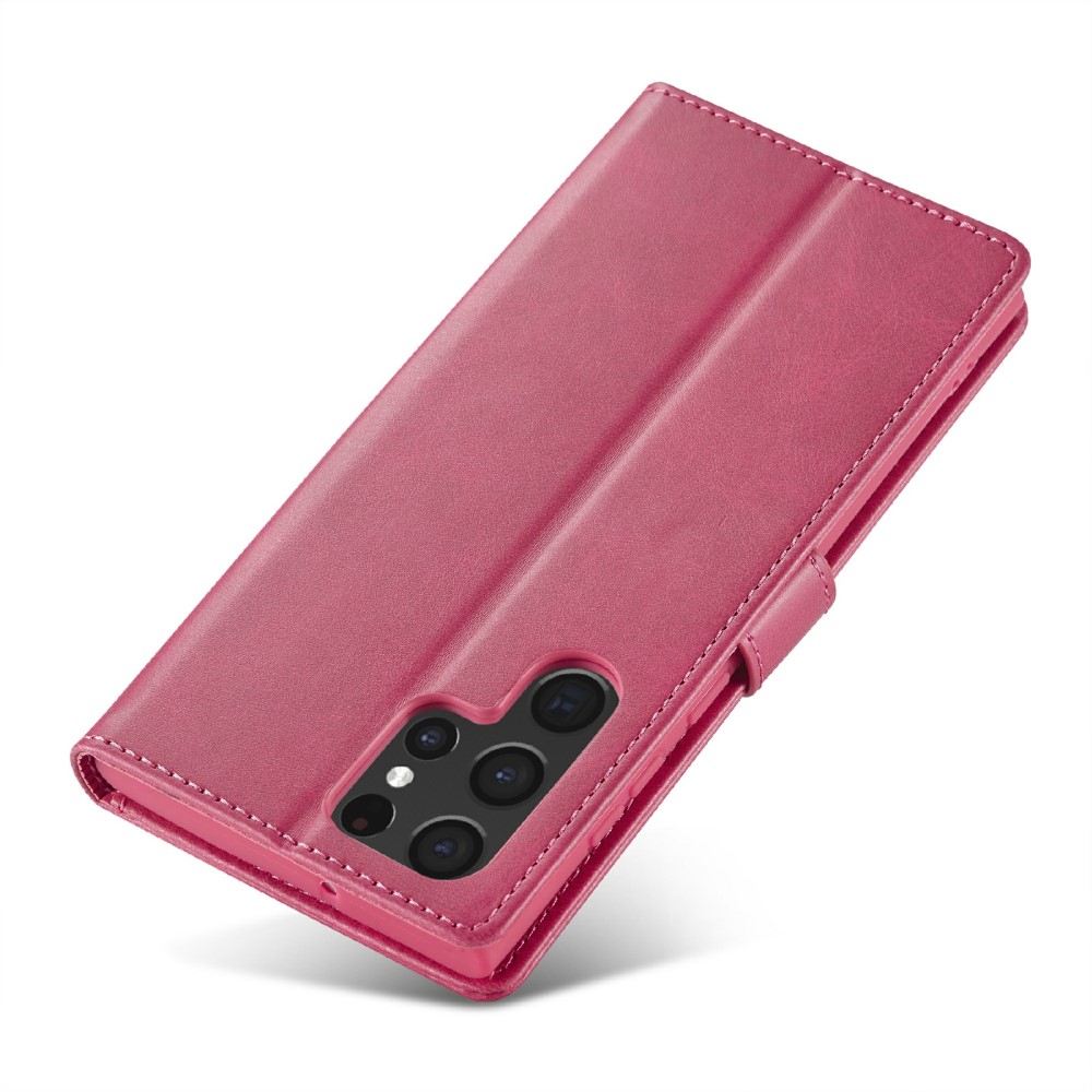 LC.IMEEKE LC.IMEEKE Samsung Galaxy S25 Ultra Fodral Läder Rosa/Röd