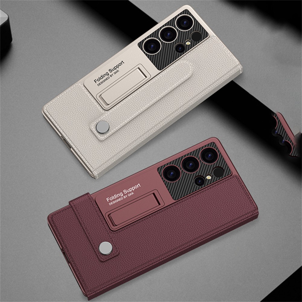 GKK GKK Galaxy S25 Ultra Fodral Kickstand Läder Svart