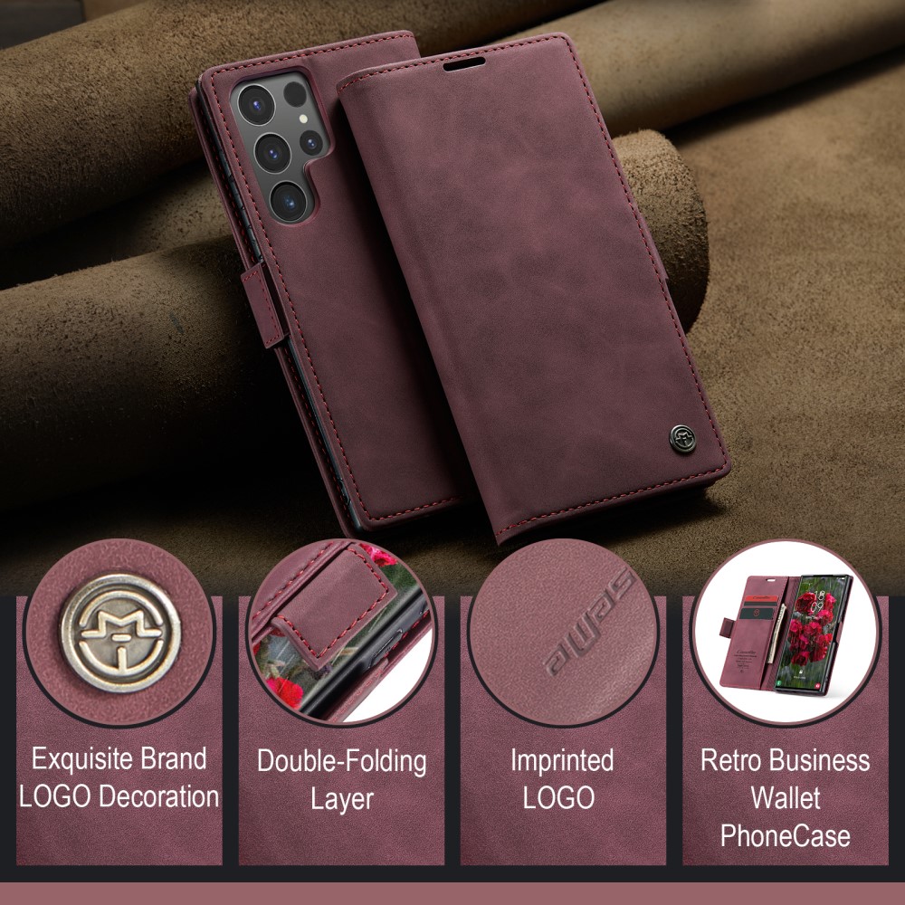 CASEME CASEME Samsung Galaxy S25 Ultra Fodral Retro Läder Röd