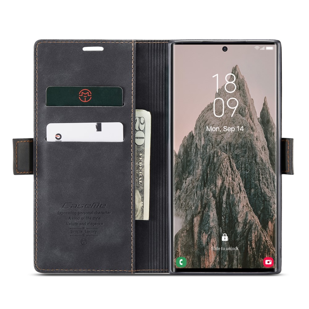CASEME CASEME Samsung Galaxy S25 Ultra Fodral Retro Läder Svart