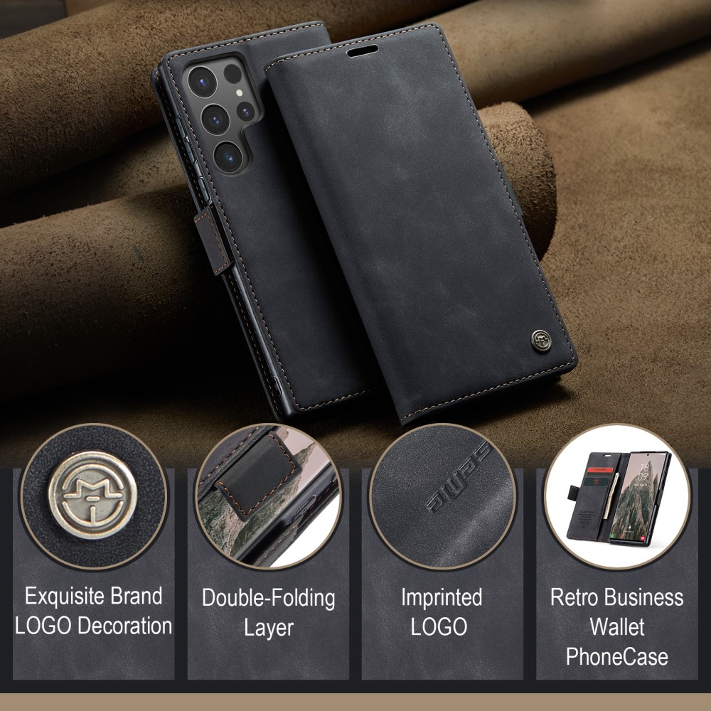 CASEME CASEME Samsung Galaxy S25 Ultra Fodral Retro Läder Svart