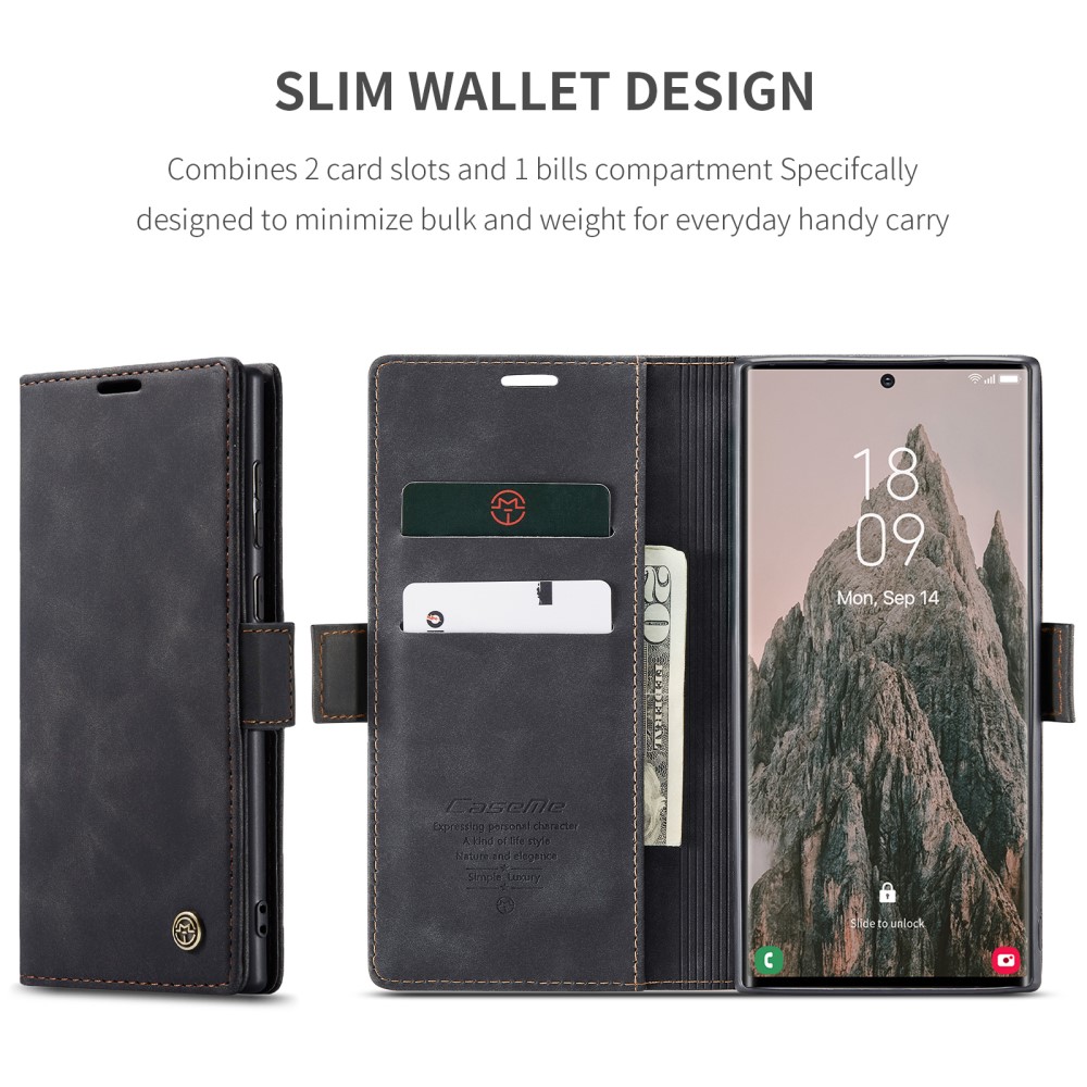 CASEME CASEME Samsung Galaxy S25 Ultra Fodral Retro Läder Svart