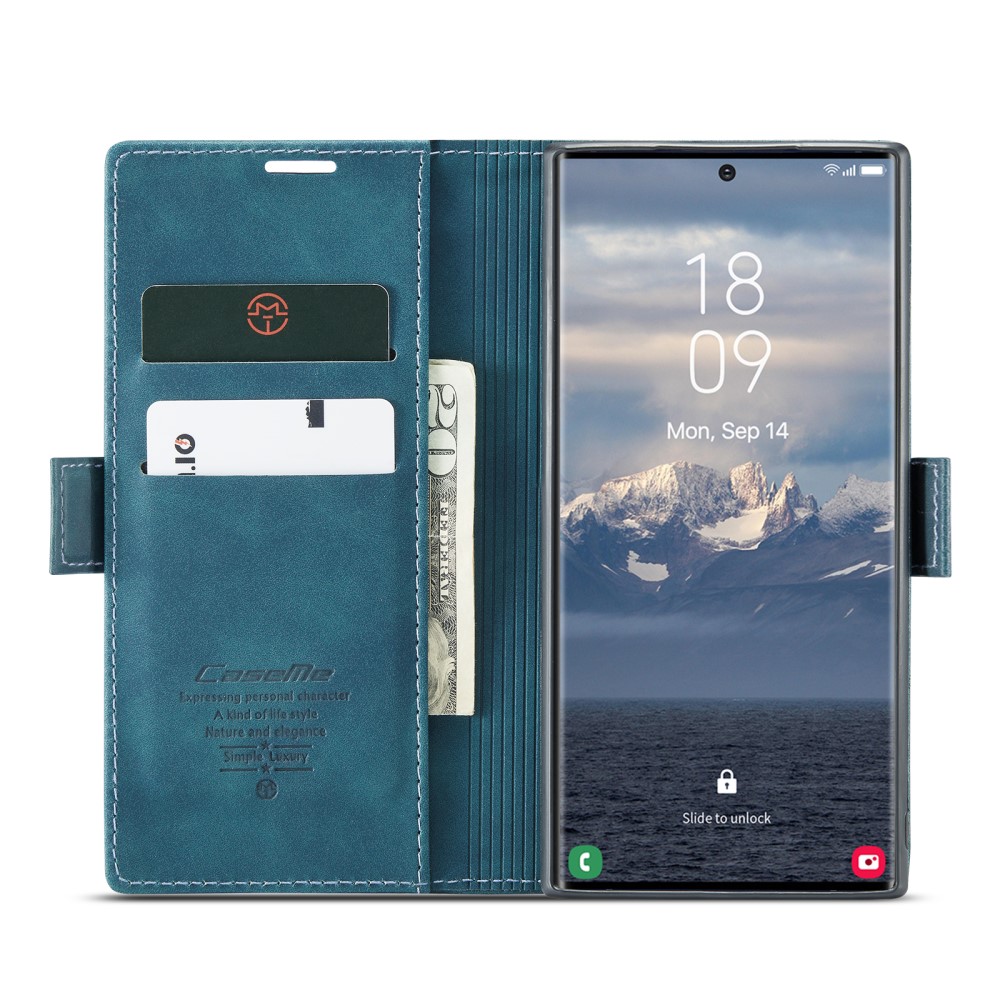 CASEME CASEME Samsung Galaxy S25 Ultra Fodral Retro Läder Blå