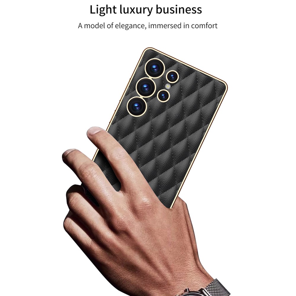 GKK GKK Samsung Galaxy S25 Ultra Skal Diamond Hybrid Läder Rosa