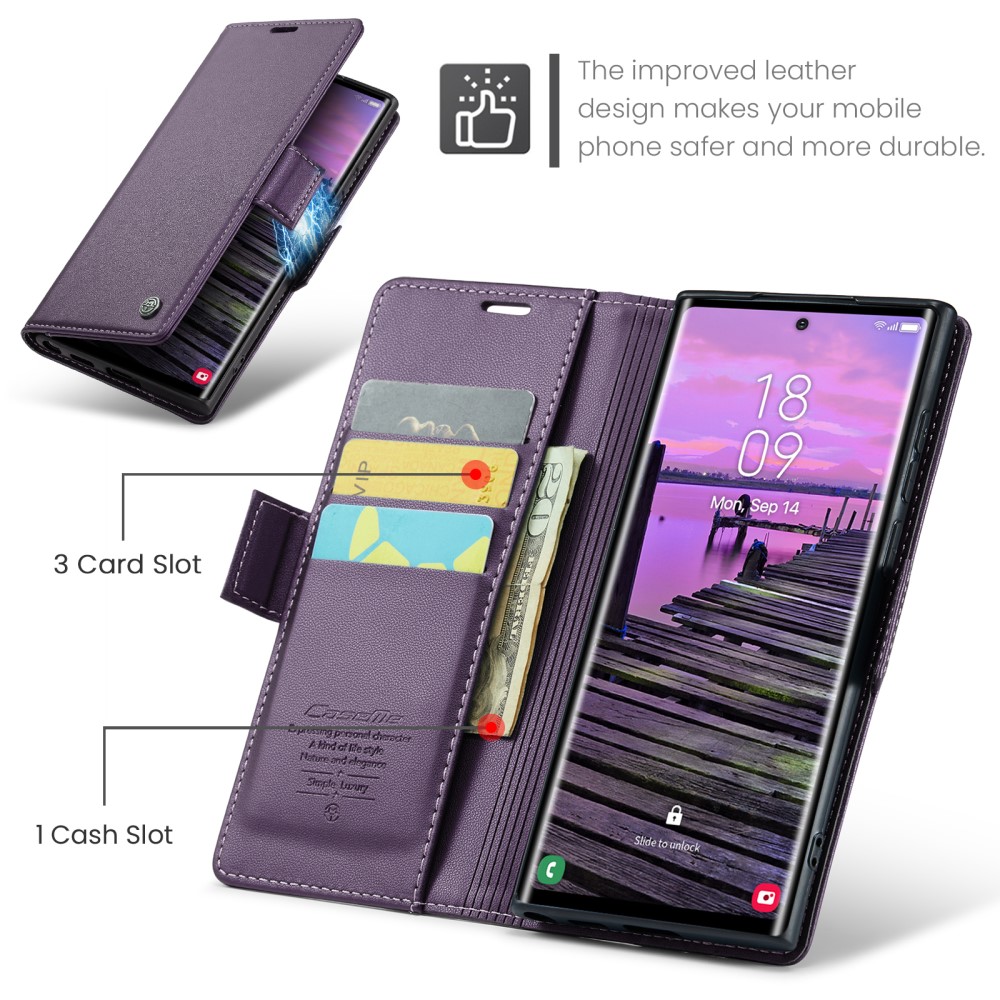 CASEME CASEME Galaxy S25 Ultra Fodral RFID Slim Läder Lila