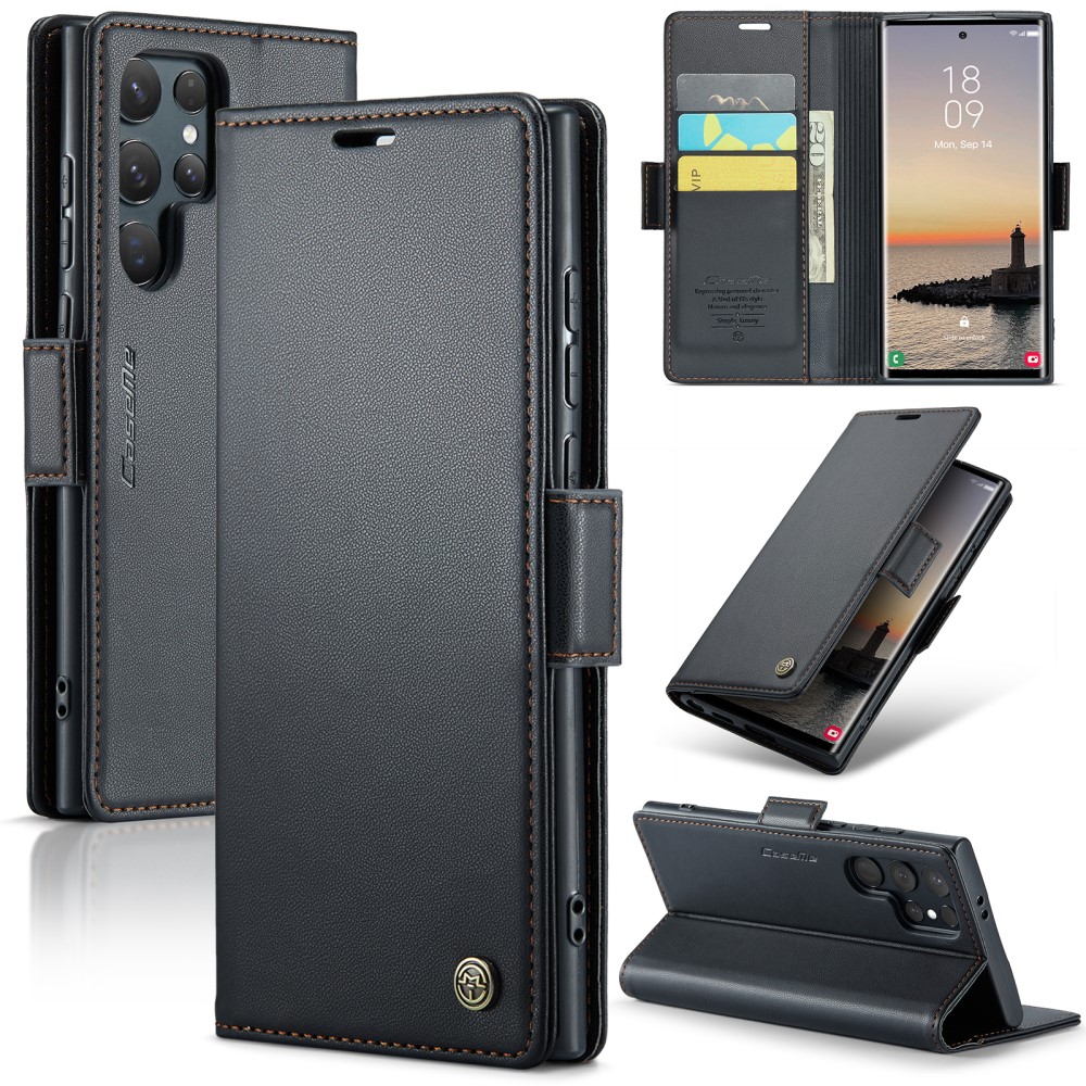 CASEME CASEME Galaxy S25 Ultra Fodral RFID Slim Läder Svart