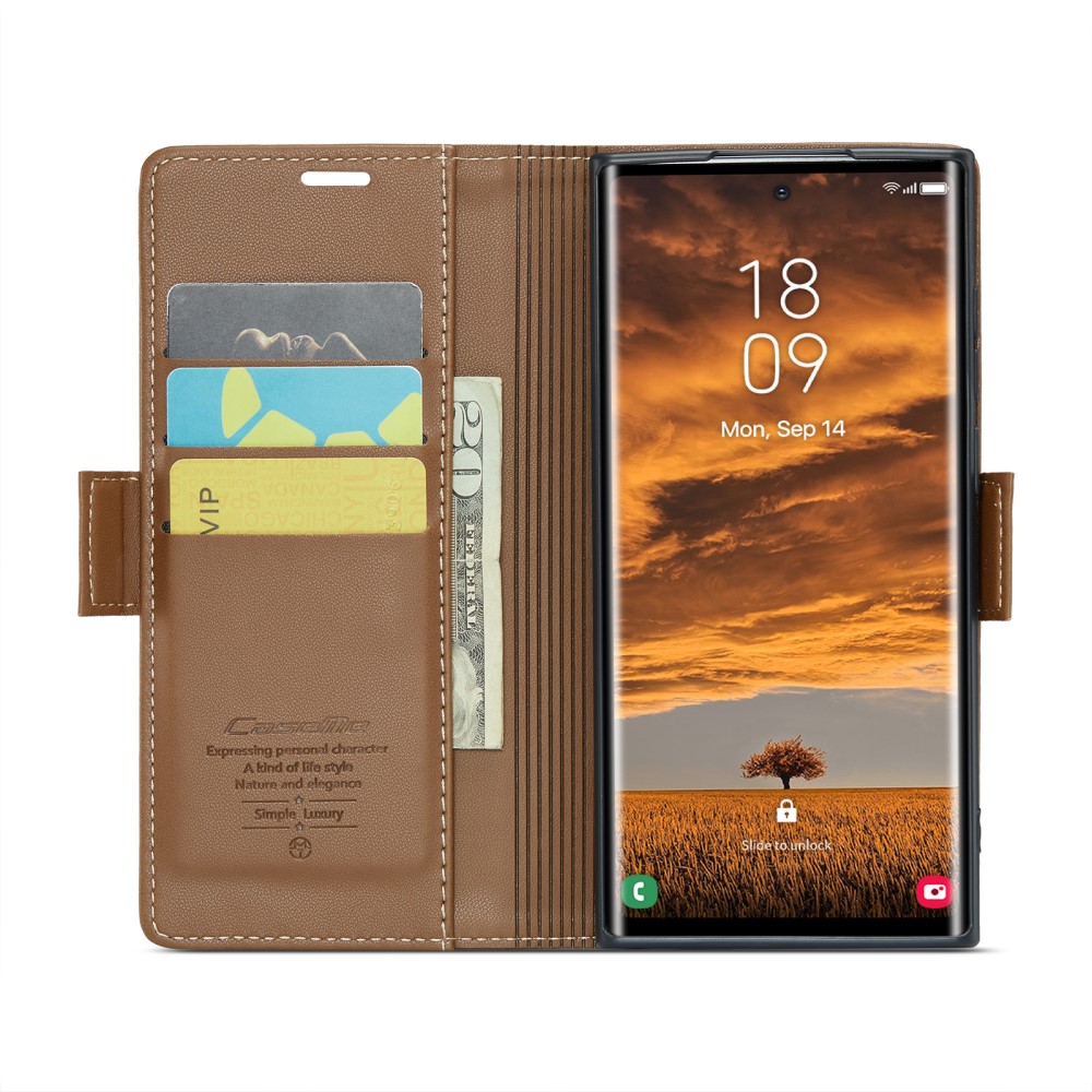 CASEME CASEME Galaxy S25 Ultra Fodral RFID Slim Läder Brun