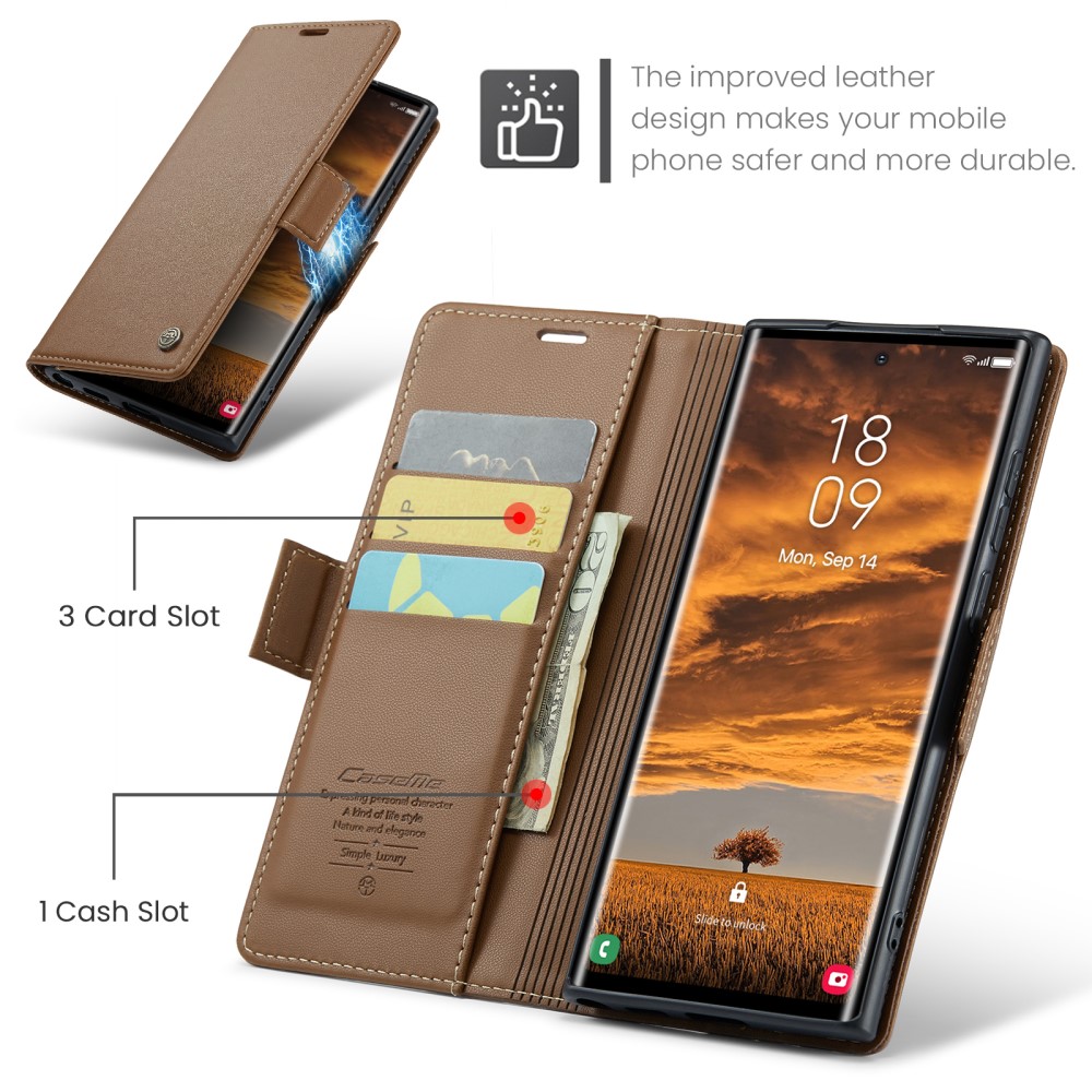 CASEME CASEME Galaxy S25 Ultra Fodral RFID Slim Läder Brun