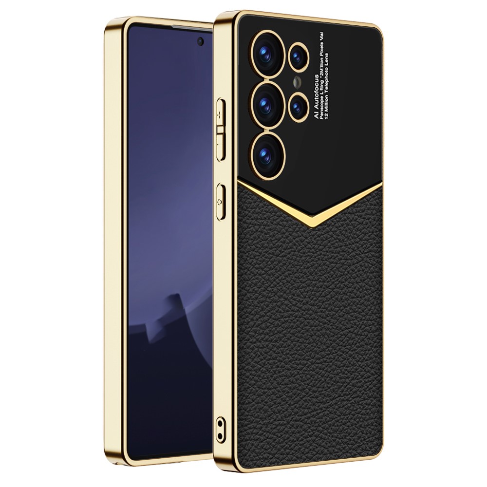 GKK GKK Galaxy S25 Ultra Skal Läder Hybrid Electroplate Svart