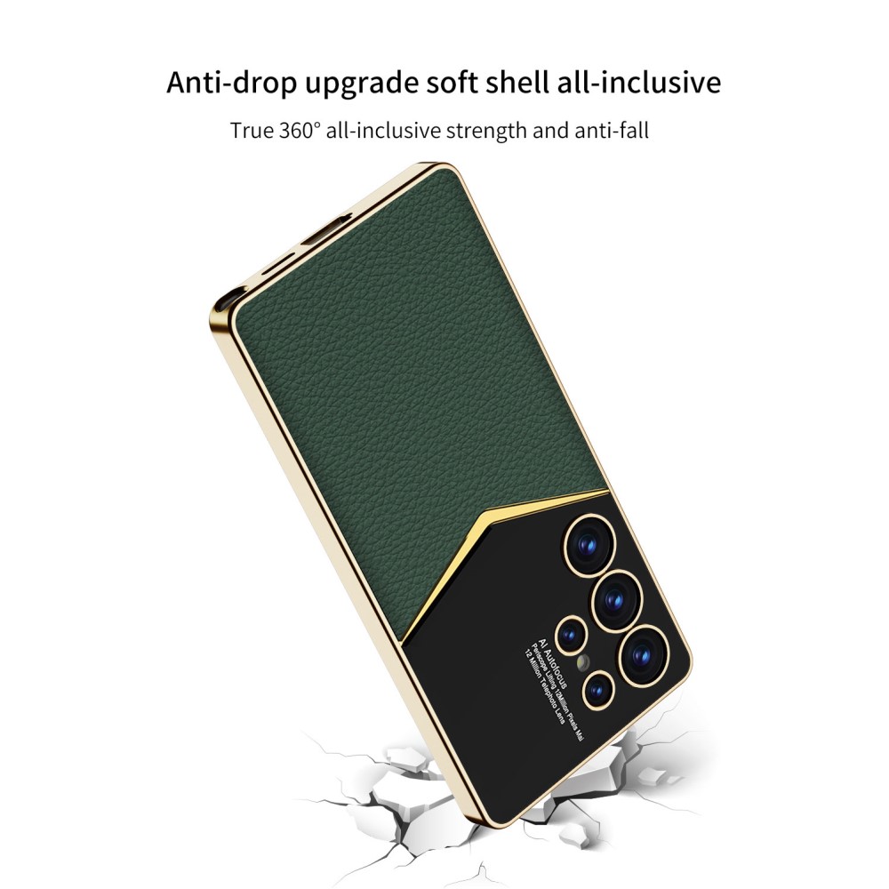 GKK GKK Galaxy S25 Ultra Skal Läder Hybrid Electroplate Kolfiber Textur