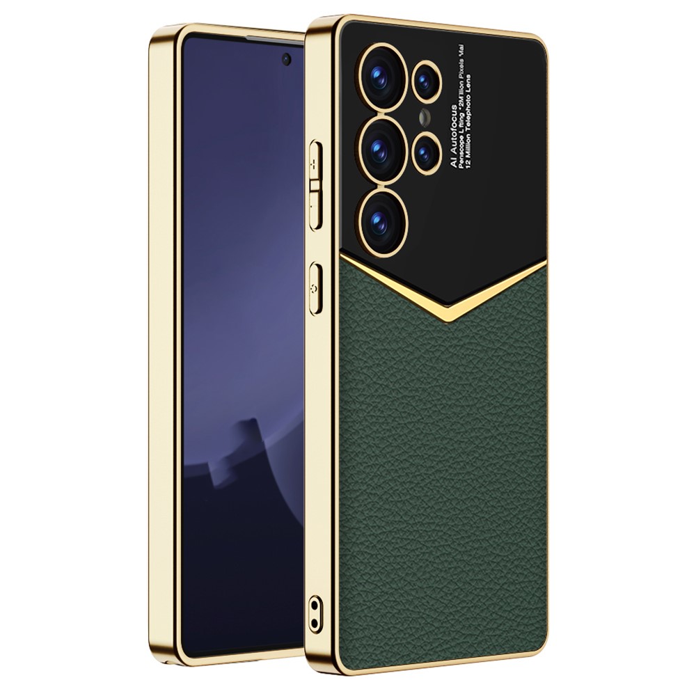 GKK GKK Galaxy S25 Ultra Skal Läder Hybrid Electroplate Grön