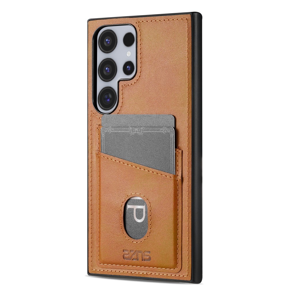 AZNS AZNS Samsung Galaxy S25 Ultra Skal Med Kortfack Läder Brun